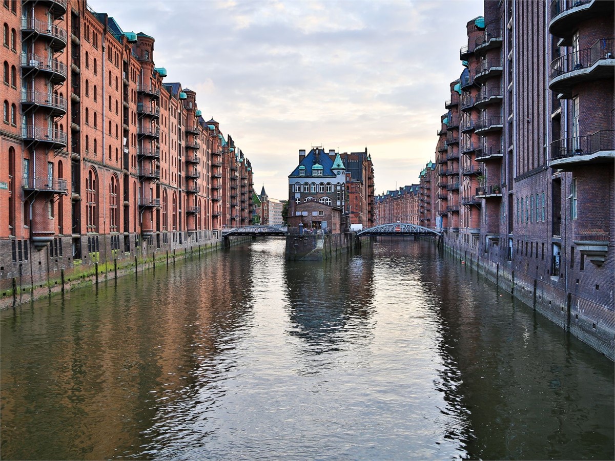 Water castle in the Speicherstadt in Hamburg