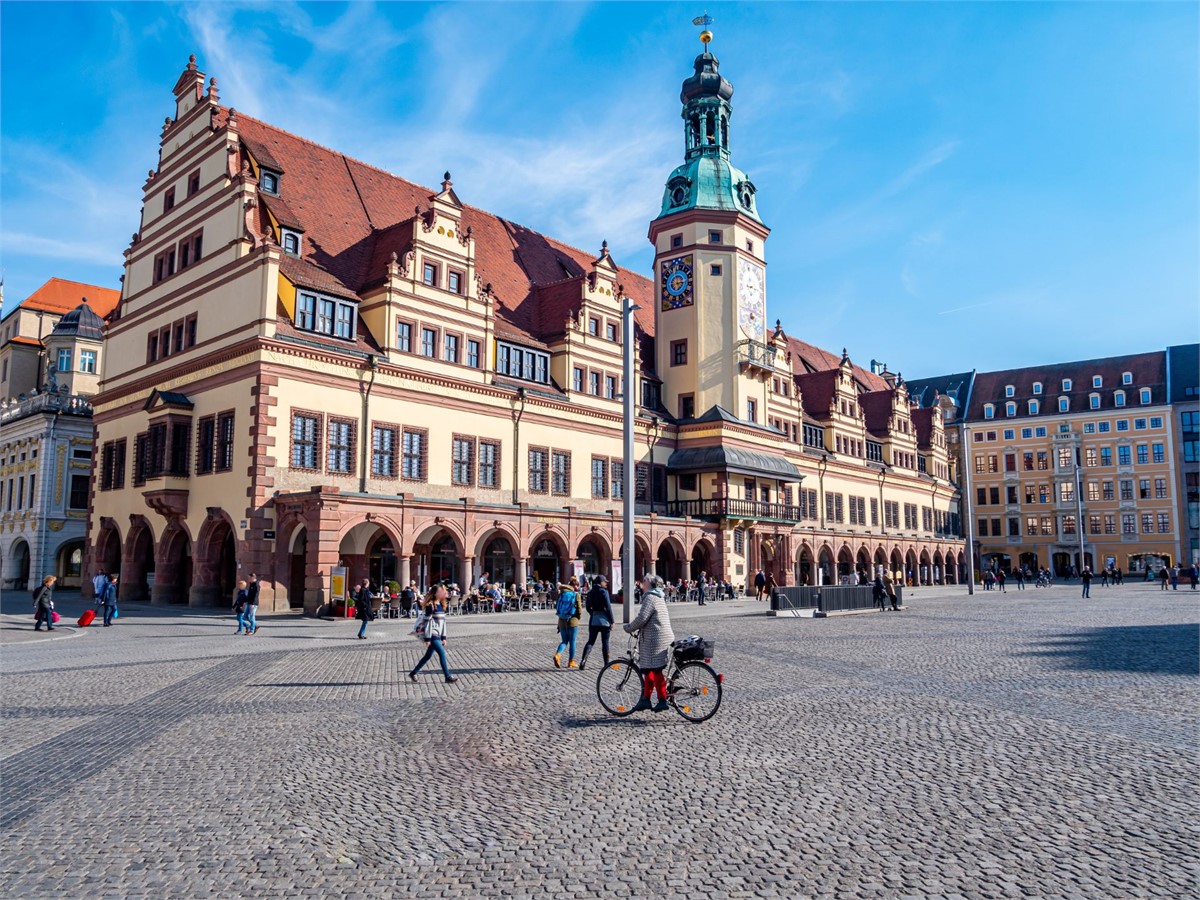 Marktplatz und altes Rathaus in Leipzig
