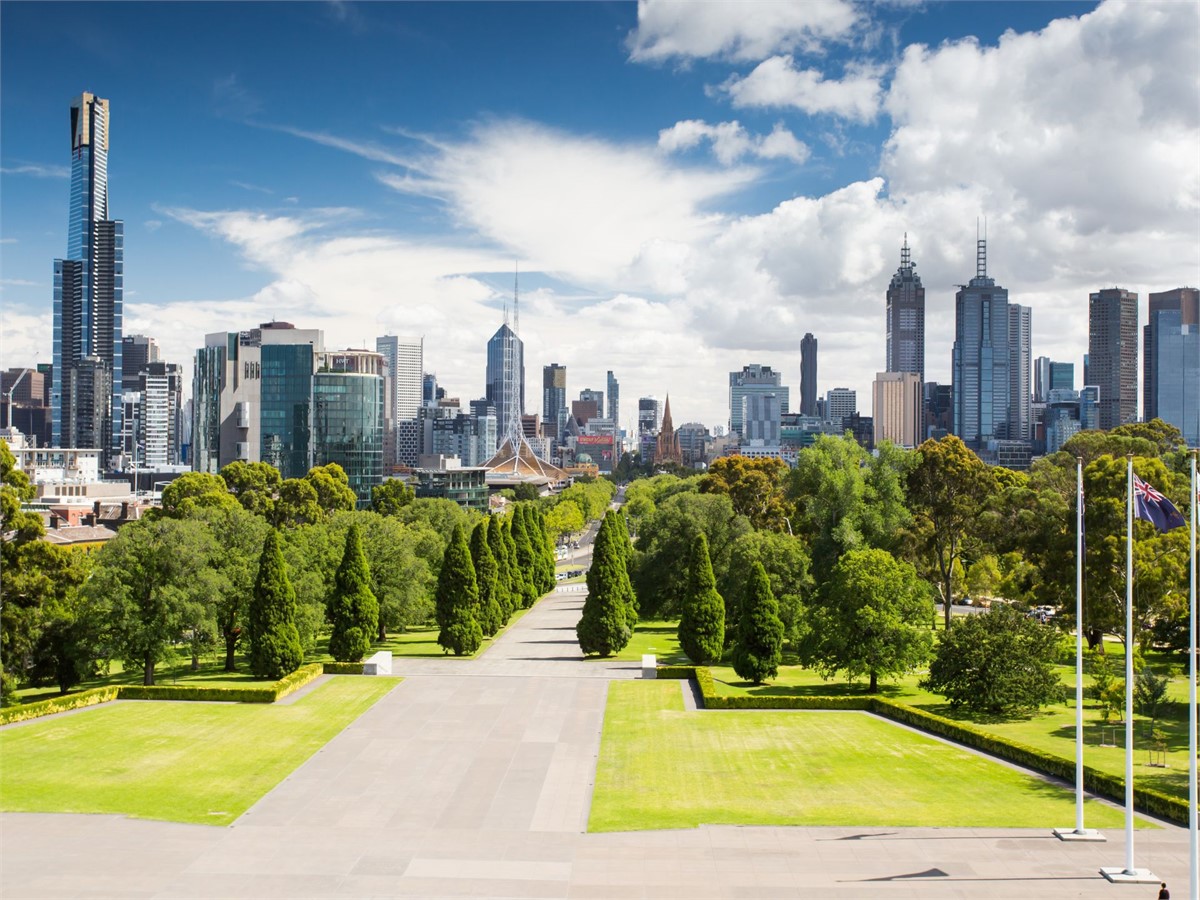 Blick von Shrine of Remembrance in Melbourne