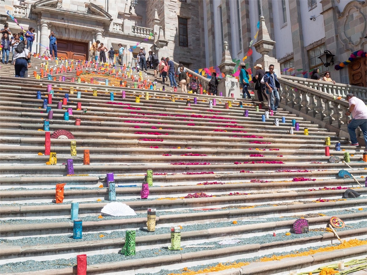 The Day of the Dead in Mexico City with candles
