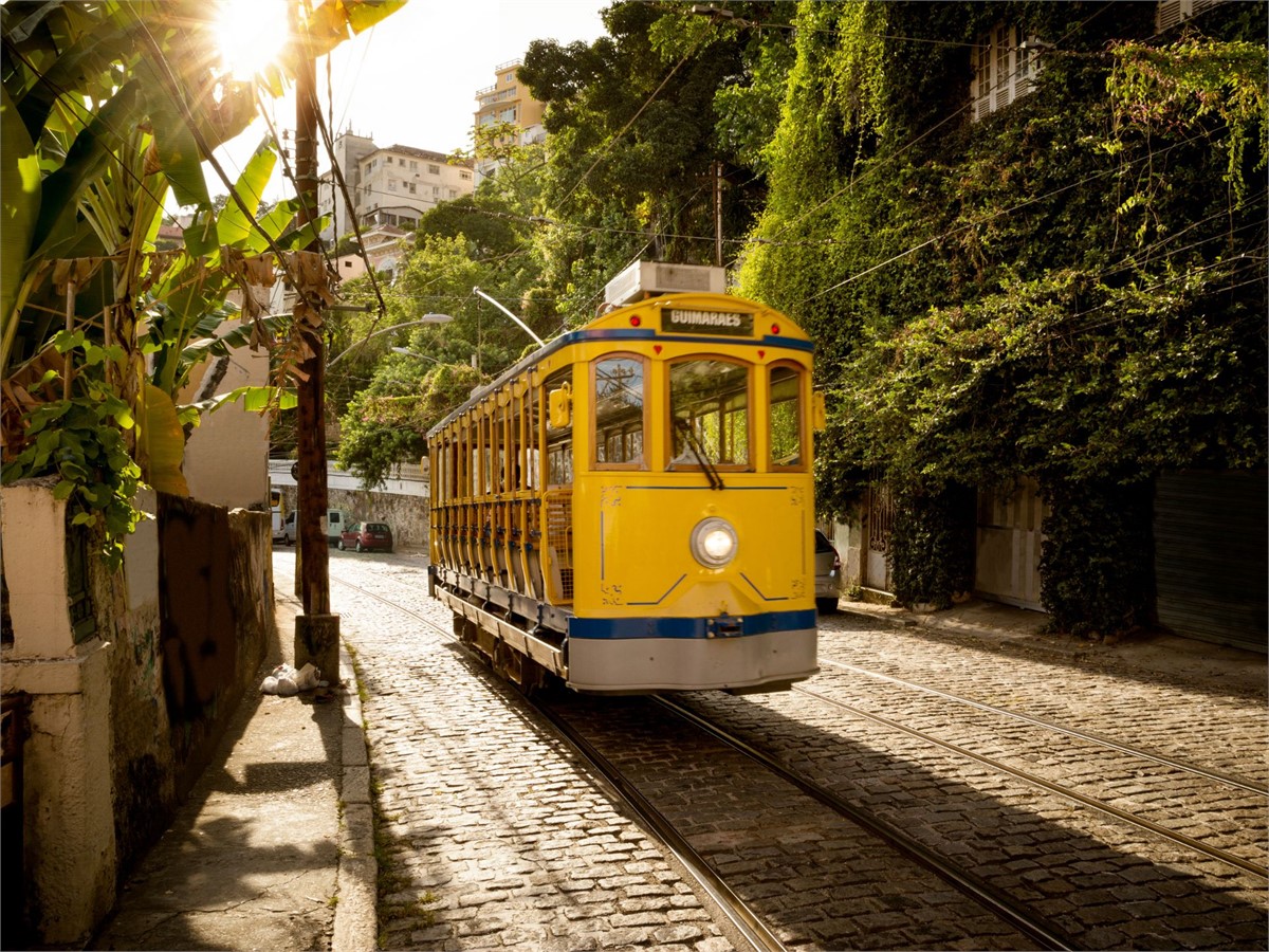 Old yellow Tram in Rio de Janeiro